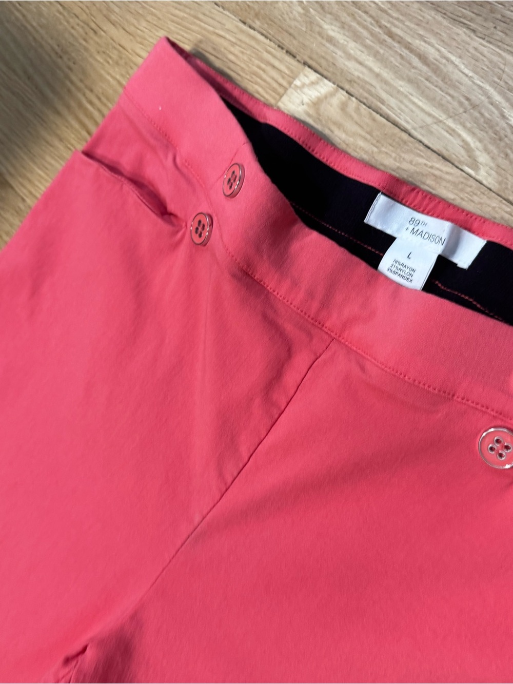 89th + Madison Coral Flat-Front Pants